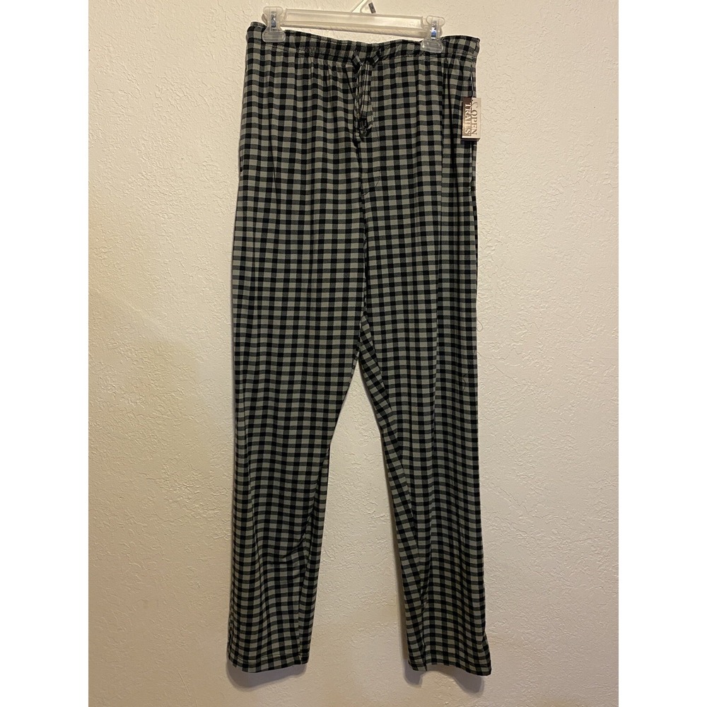 NWT Open Trails Men's Gray & Black Plaid Casual Thin Knit Pants Size L Grey A36
